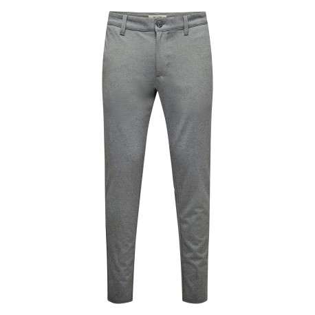 Pantalon chino gris uni avec une coupe slim muni d'un zip et d'un bouton