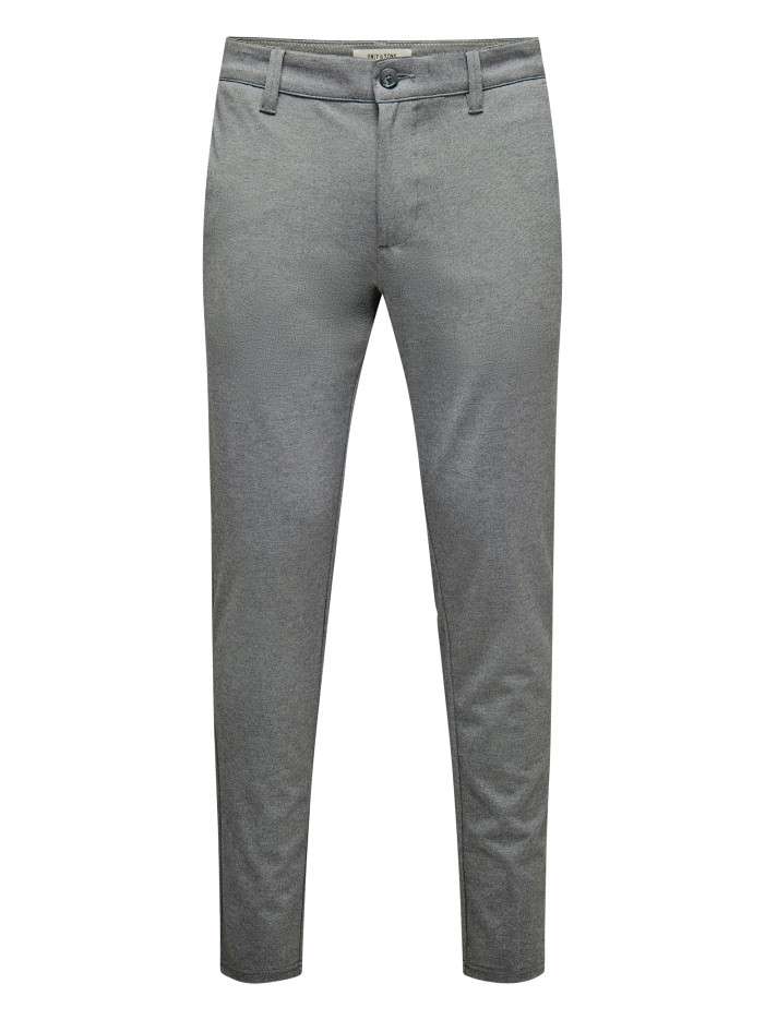 Pantalon chino gris uni...