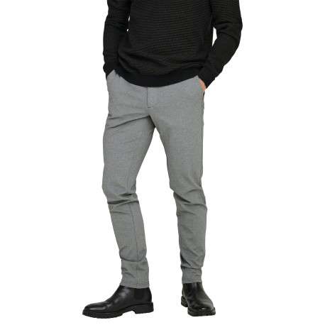 Pantalon chino gris uni avec une coupe slim muni d'un zip et d'un bouton - Image 3