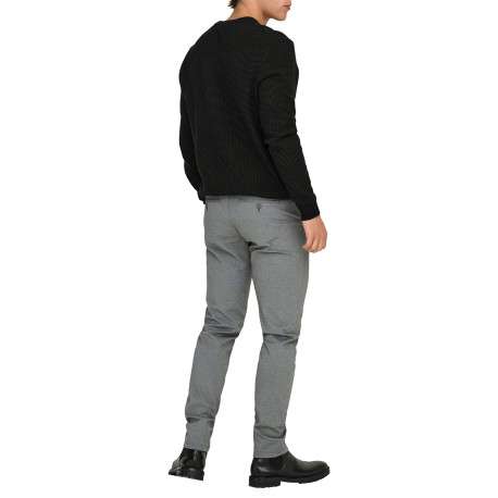 Pantalon chino gris uni avec une coupe slim muni d'un zip et d'un bouton - Image 4