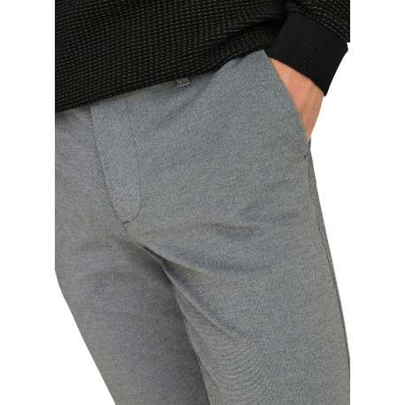Pantalon chino gris uni avec une coupe slim muni d'un zip et d'un bouton - Image 6