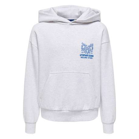 Sweat gris clair à imprimé avec une coupe droite et un col à capuche