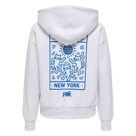 Sweat gris clair à imprimé avec une coupe droite et un col à capuche - Image 2