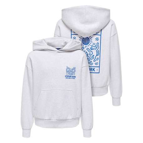 Sweat gris clair à imprimé avec une coupe droite et un col à capuche - Image 4