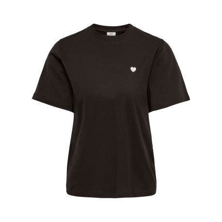 T-shirt en coton chocolat uni avec une coupe droite et un col rond