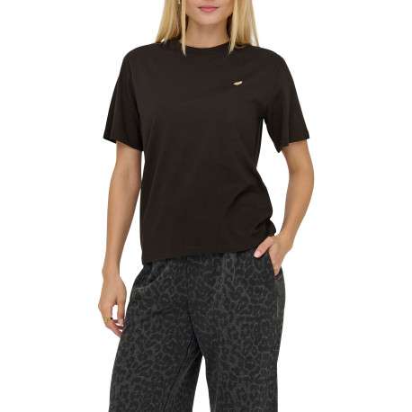 T-shirt en coton chocolat uni avec une coupe droite et un col rond - Image 5
