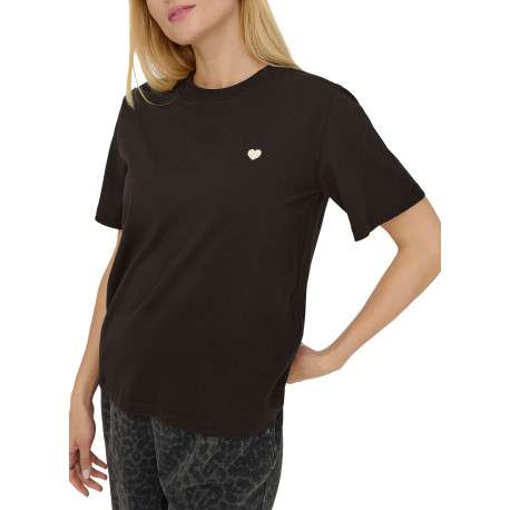 T-shirt en coton chocolat uni avec une coupe droite et un col rond - Image 6