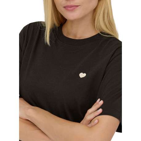 T-shirt en coton chocolat uni avec une coupe droite et un col rond - Image 7