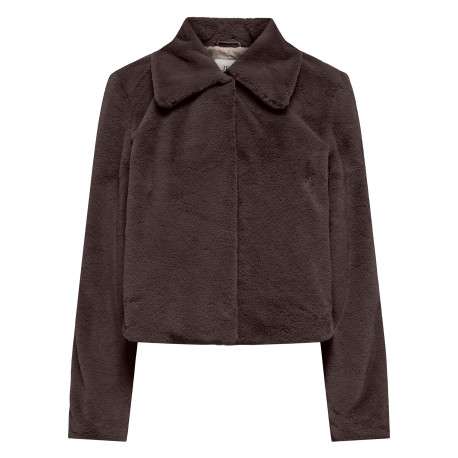 Blouson chocolat uni avec une coupe droite et un col à revers