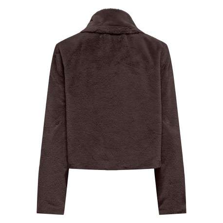 Blouson chocolat uni avec une coupe droite et un col à revers - Image 2