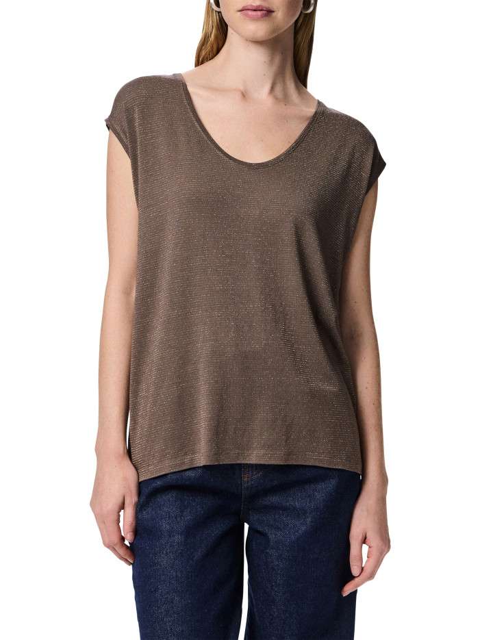 T-shirt taupe uni avec une...