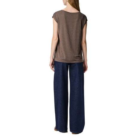 T-shirt taupe uni avec une coupe droite et des manches courtes - Image 2