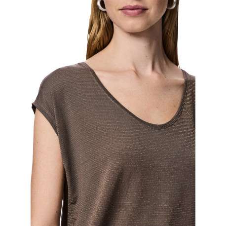 T-shirt taupe uni avec une coupe droite et des manches courtes - Image 4