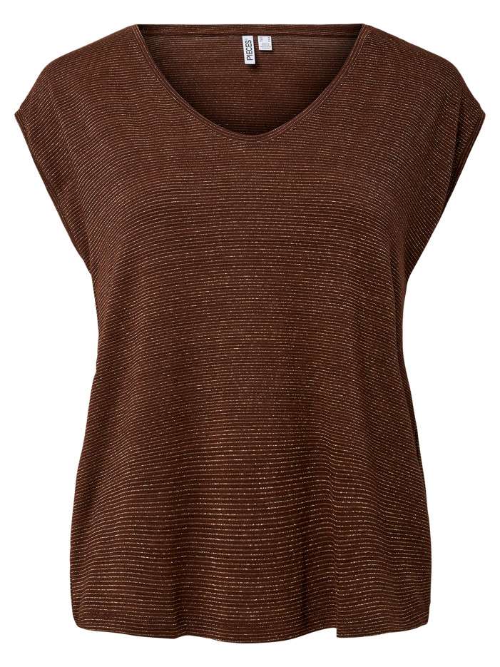 T-shirt marron uni avec une...