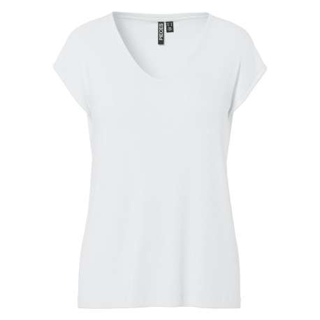 T-shirt blanc uni avec une coupe droite et des manches courtes