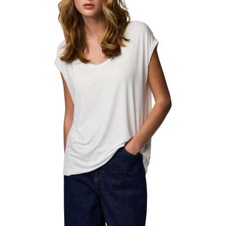 T-shirt blanc uni avec une coupe droite et des manches courtes - Image 3