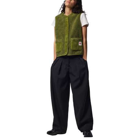 Gilet vert uni à coupe droite avec un col rond et sans manche - Image 3