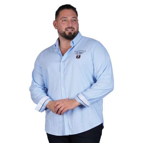 Chemise en coton ciel à motifs avec une coupe droite et un col boutonné
