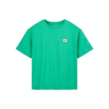 T-shirt vert à imprimé avec une coupe droite et un col rond