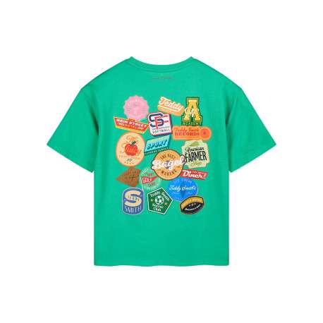 T-shirt vert à imprimé avec une coupe droite et un col rond - Image 2