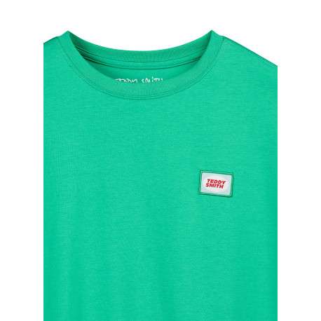 T-shirt vert à imprimé avec une coupe droite et un col rond - Image 4