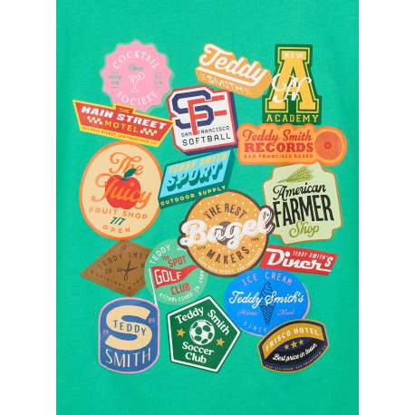 T-shirt vert à imprimé avec une coupe droite et un col rond - Image 5