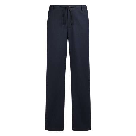 Pantalon chino marine uni avec une coupe droite et une taille élastiquée