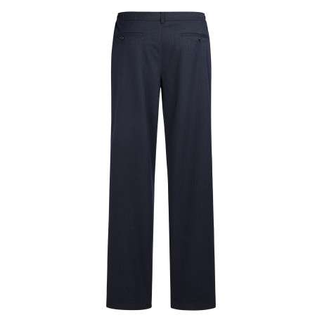 Pantalon chino marine uni avec une coupe droite et une taille élastiquée - Image 2