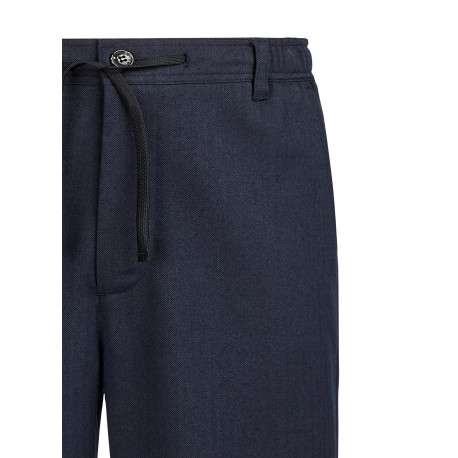 Pantalon chino marine uni avec une coupe droite et une taille élastiquée - Image 3