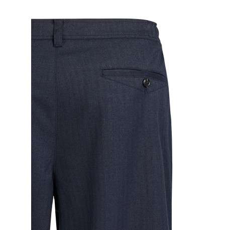 Pantalon chino marine uni avec une coupe droite et une taille élastiquée - Image 4