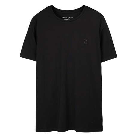 T-shirt noir uni avec une coupe droite et des manches courtes