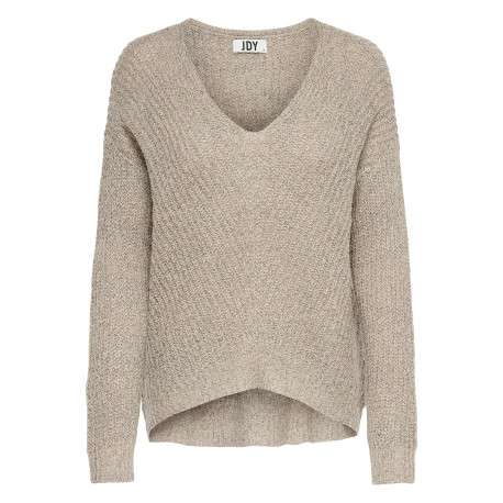 Pull beige uni avec une coupe droite et des manches longues