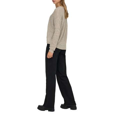 Pull beige uni avec une coupe droite et des manches longues - Image 4