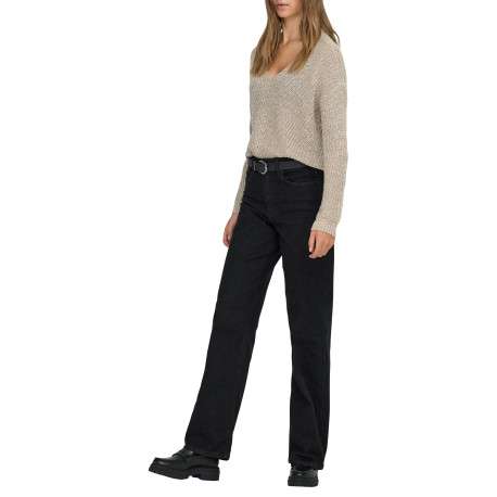 Pull beige uni avec une coupe droite et des manches longues - Image 5