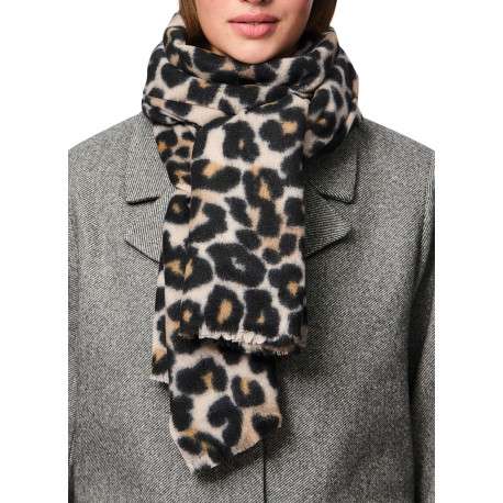 Écharpe écrue avec un motif animalier et un revêtement doux