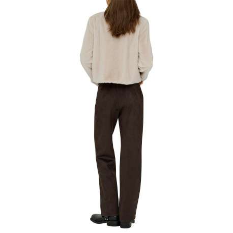 Blouson beige uni court avec une coupe droite et un col à revers - Image 4