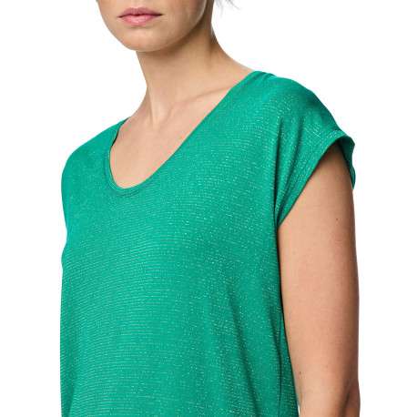 T-shirt vert uni avec une coupe droite et des manches courtes - Image 4