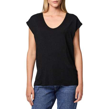 T-shirt noir uni avec une coupe droite et des manches courtes - Image 4