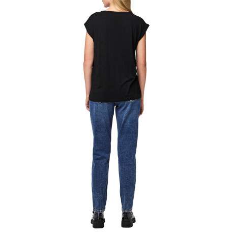 T-shirt noir uni avec une coupe droite et des manches courtes - Image 5