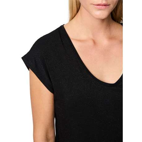 T-shirt noir uni avec une coupe droite et des manches courtes - Image 7