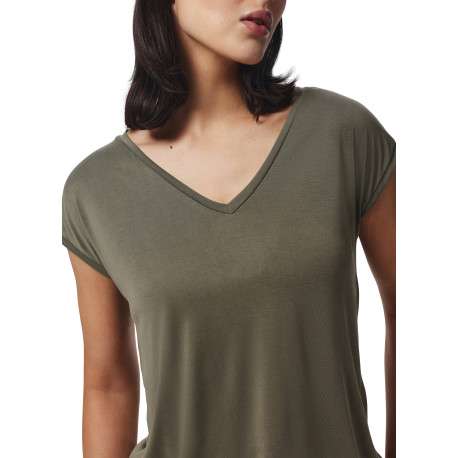 T-shirt kaki uni avec une coupe droite et des manches courtes - Image 5