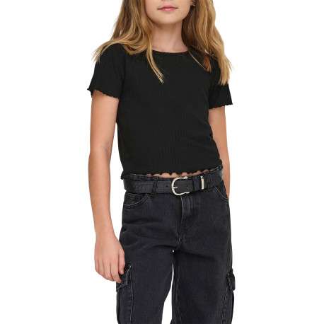 T-shirt noir uni avec une coupe cropped et des manches courtes laitue - Image 3