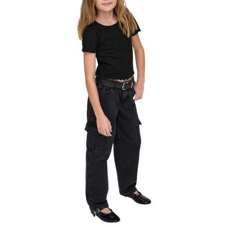 T-shirt noir uni avec une coupe cropped et des manches courtes laitue - Image 5