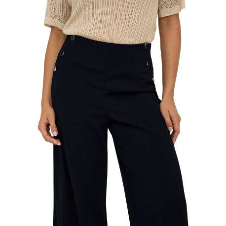 Pantalon chino noir uni avec une coupe flare et une taille élastiquée - Image 6