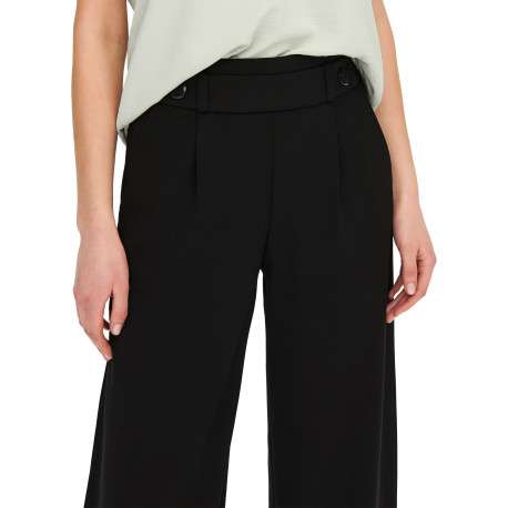 Pantalon chino noir uni avec une coupe flare et une taille élastiquée - Image 6