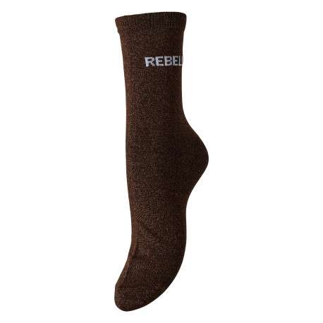 Chaussettes marron taille haute à imprimé pourvues de fil lurex