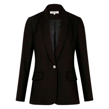 Blazer noir à coupe droite pourvu d'un col châle et de manches longues