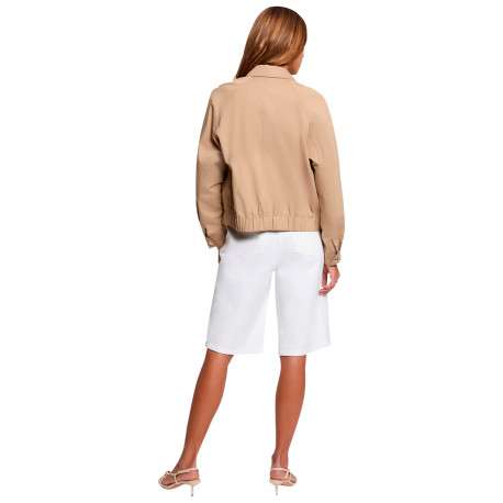 Blouson beige à coupe ajustée pourvu d'un col à revers et de manches longues - Image 3