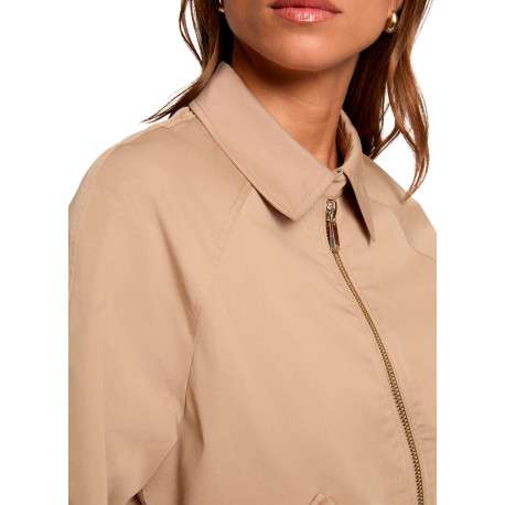 Blouson beige à coupe ajustée pourvu d'un col à revers et de manches longues - Image 4