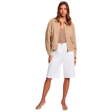 Blouson beige à coupe ajustée pourvu d'un col à revers et de manches longues - Image 5